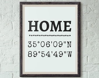 Home Coordinates Sign, Home Coordinates Poster, New Home Coordinates, GPS Coordinates, Longitude Latitude Sign, Custom New Home Gift