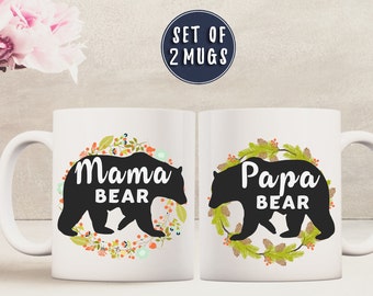 Mama Bear Mug, Set, Mama Bear Mugs, Pregnancy Reveal, Cup, Mama Bear, Papa Bear, Papa Bear Mug, Papa Bear Mugs, Mama Papa Bear Mug, Bear Mug