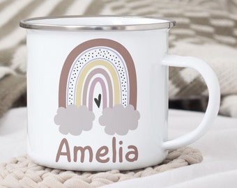 Taza arco iris personalizada, taza para niños, taza arco iris, taza arco iris personalizada, taza de cacao caliente para niños, regalo personalizado con nombre, taza de favor, taza con nombre para niños