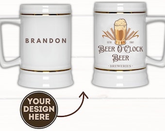 Custom Beer Stein, Ceramic Beer Steins, Personalized Beer Stein, Custom Photo Beer Stein, Photo Design Or Logo Printed On A Beer Stein