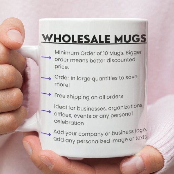 Wholesale Mugs, Bulk Order Mugs - Minimum 10 Mugs, Company Mug, Custom Logo Coffee Mug, Company Logo Mugs, Bridesmaid Mugs, Discounted Price