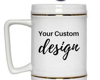 Custom Beer Stein, Ceramic Beer Steins, Personalized Beer Stein, Custom Photo Beer Stein, Photo Design Or Logo Printed On A Beer Stein