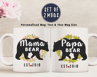 Mama Bear Mug, Papa Bear Mug, Gift for New Mom, Mama Bear, New Mom Mug, Baby Shower Gift, New Mom, New Mom and Dad Mugs, New Parents Gift