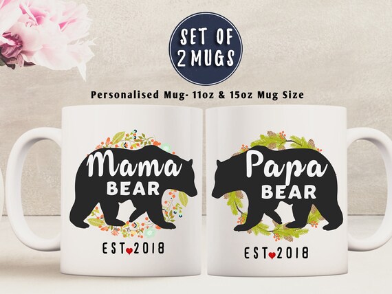 Mama Bear Mug, Papa Bear Mug, Gift for New Mom, Mama Bear, New Mom Mug, Baby Shower Gift, New Mom, New Mom and Dad Mugs, New Parents Gift