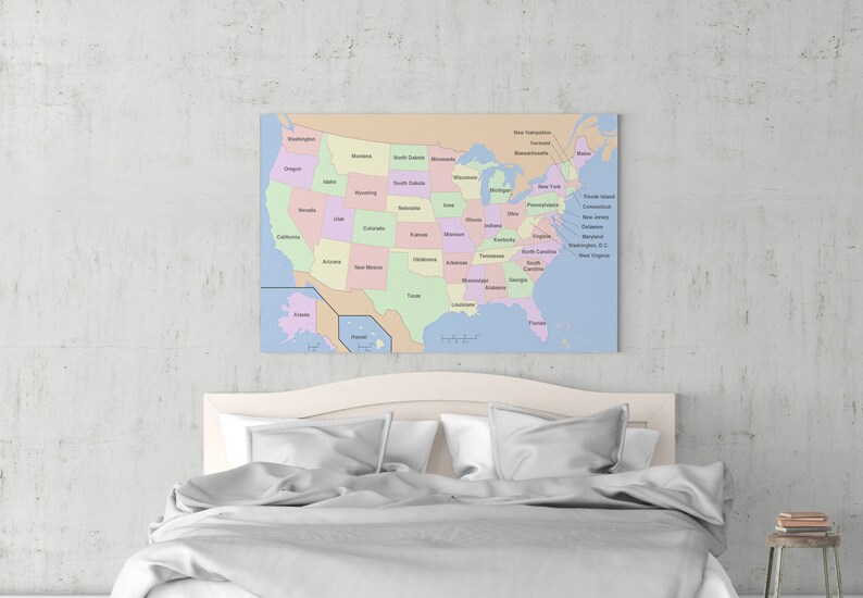 United States Map Canvas USA Map US Map Map of USA United Etsy UK