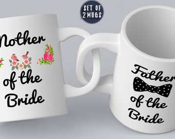 Mother of Bride Mug, Father of Bride Mug Set, Mother of Bride Gift, Bridal Party Gift, Wedding Mugs, Father of Bride Gift, Mother Bride Mug