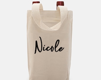 Bolsa de tote de vino de lona personalizada, portador de vino de 1 o 2 botellas, cubierta de botella de vino, tote de vino de lona personalizado, totes de vino, regalo para amantes del vino