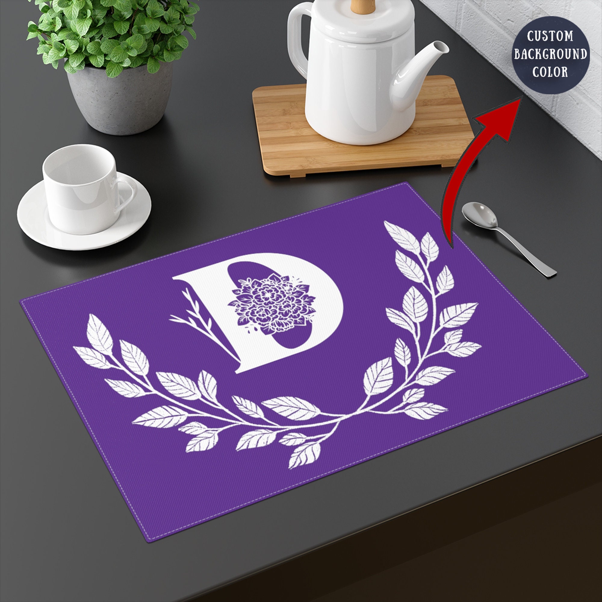 Monogram Placemats Laurel Placemats Tabletop Placemats Etsy