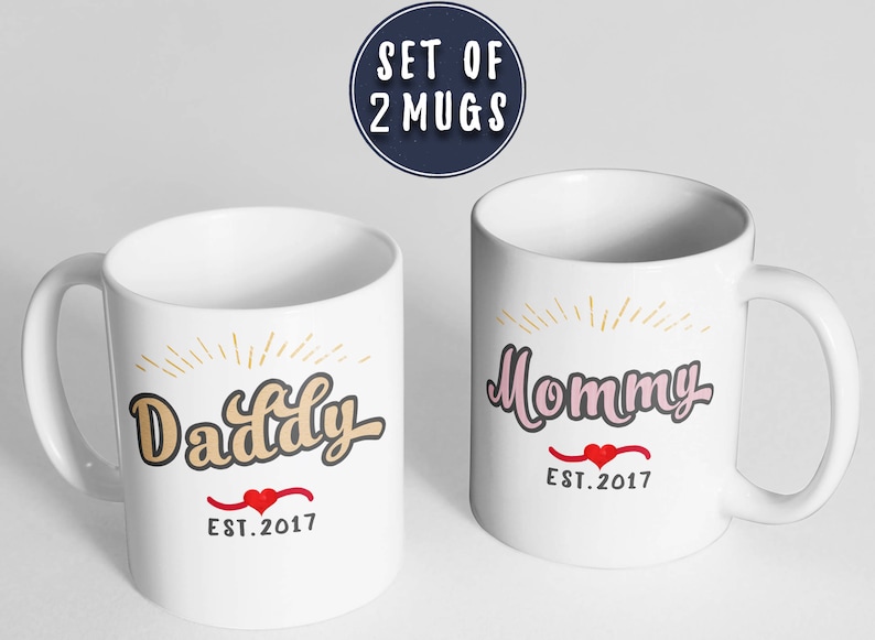 New Parents Mug Set New Mom Mug Mommy to be Mug Daddy Mommy Etsy