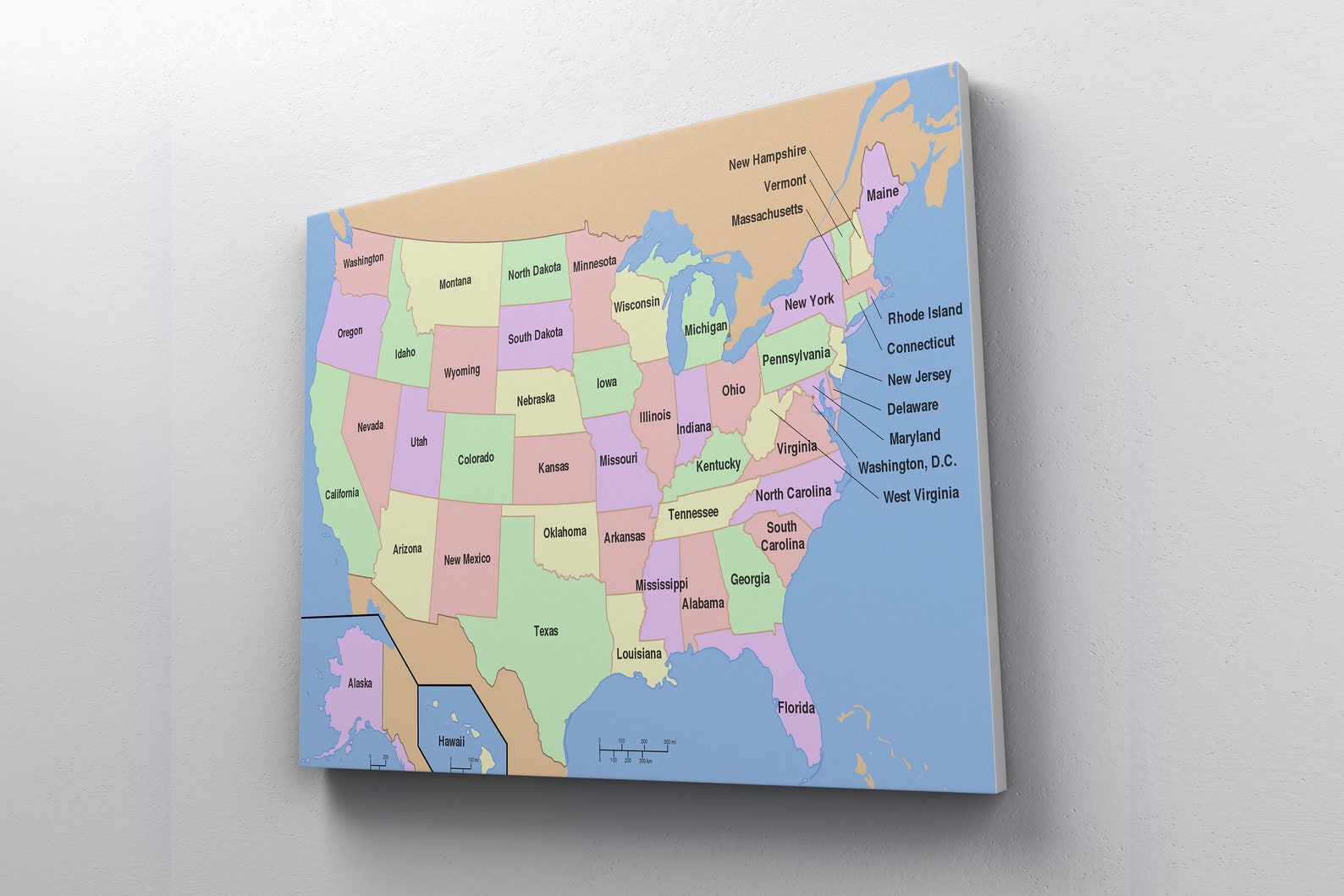 United States Map Canvas USA Map US Map Map of USA United - Etsy