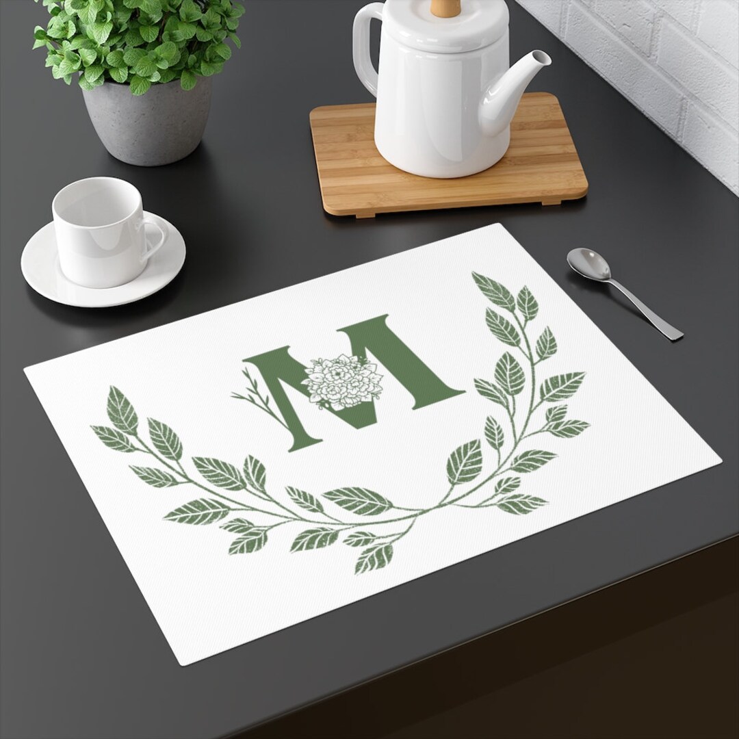 Monogram Placemats Laurel Placemats Tabletop Placemats Etsy