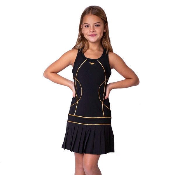 Mädchen Schwarzes Tennis Kleid, Mädchen Schwarzes Golf Kleid, Tennis Kleider, Mädchen Badminton Kleid, Desginer Tennis Kleid, Mädchen Plissee Tennis Kleid