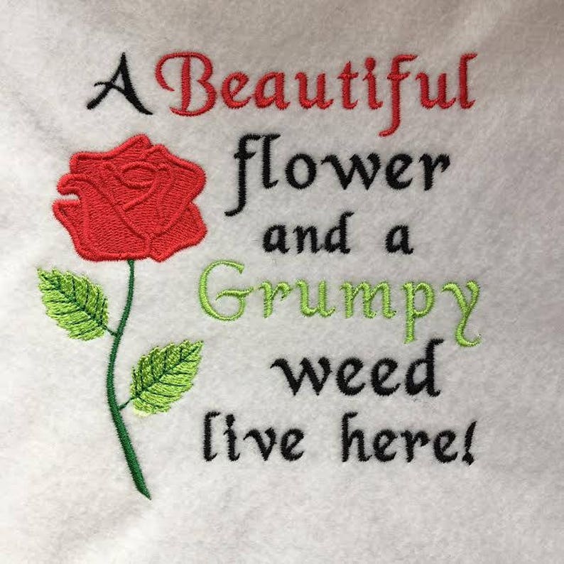 Machine Embroidery Design a Beautiful Flower and a Grumpy | Etsy