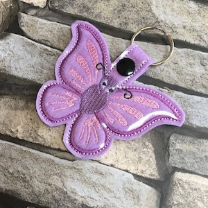 Butterfly key fob, machine embroidery design, ITH, in the hoop, 4x4 hoop or bigger, Butterfly, keyring, key ring, key fob