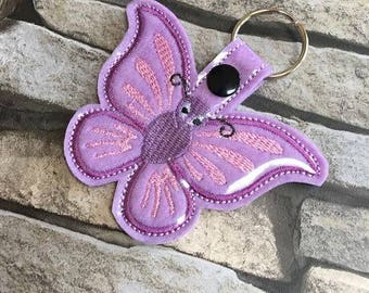 Butterfly key fob, machine embroidery design, ITH, in the hoop, 4x4 hoop or bigger, Butterfly, keyring, key ring, key fob