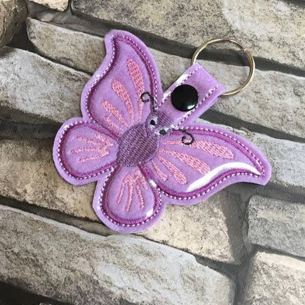 Butterfly key fob, machine embroidery design, ITH, in the hoop, 4x4 hoop or bigger, Butterfly, keyring, key ring, key fob