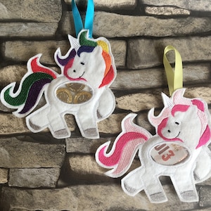 Borsa per il trattamento dell'unicorno, design del ricamo a macchina, ITH, nel cerchio, unicorno, borsa per il trattamento, sacchetto per soldi, porta caramelle, portavalute, cerchio 5x7