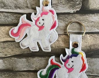 unicorn key fob, machine embroidery, unicorn, key fob, keyring, key ring, 4x4 hoop, ITH, in the hoop,