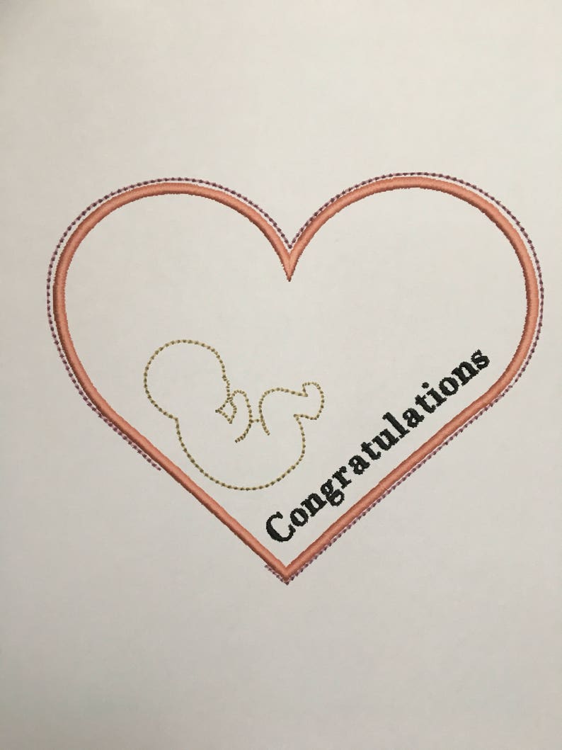 Embarazo corazón suspensión bordado de máquina Felicidades ...
