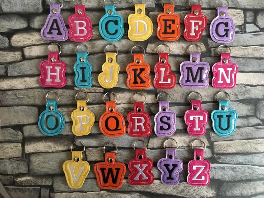 Alphabet Key Fobs, Machine Embroidery, ITH, in the Hoop, Alphabet