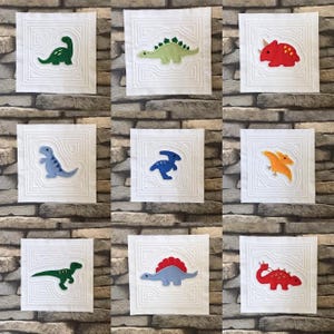 Machine embroidery design, Dinosaur quilt block set, quilt block, dinosaur, ITH, in the hoop, 4x4, 5x5, 6x6, image 1