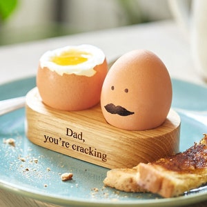 Personalised Engraved Solid Oak Double Egg Cup / Twin Egg Server / Egg Cups / Grandad Gifts / Gift For Him / Best Father&#39;s Day Gift
