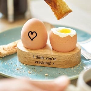 Personalised Engraved Solid Oak Double Egg Cup / Twin Egg Server / Egg Cups / Eggs Holder / Gifts For Kids / Grandad Gifts / Gift For Him