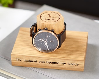 Personalised Time And Date Watch Stand / Gift For Him / Personalized Watch Display Stand / Unique Birthday Gift / Dad Gift