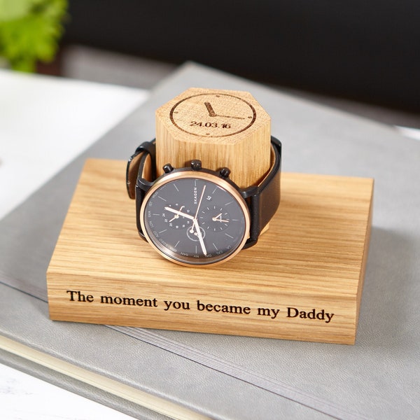 Personalised Time And Date Watch Stand / Gift For Him / Personalized Watch Display Stand / Unique Birthday Gift / Dad Gift