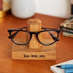 Solid Oak Personalised Glasses Stand / Gifts For Grandparents / Grandad Gift / Eye Glass Holder / Retirement Gift / Anniversary Gifts image 4