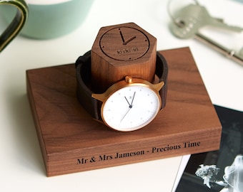 Personalised Date and Time Wedding Watch Stand / Gift For Him Personalised Watch Display Stand / Watch Holder Gift Anniversary / Groom Gift