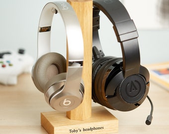 Personalised Double Headphone Stand / Double Gaming Headset Holder