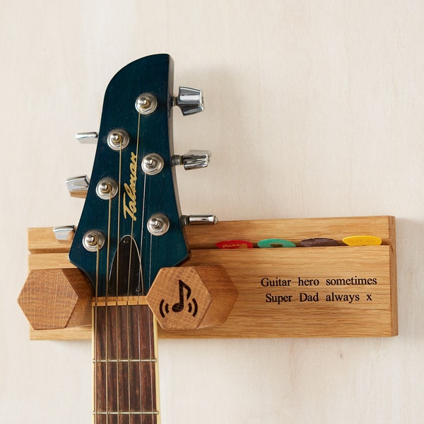 Personalised Wall Mounted Guitar Stand & Plectrum Pick Holder / Personalized Birthday Gift For Him / Teen Gift / Gift For Her / Guitar Gifts