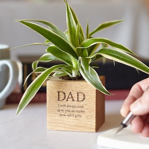 Personalised Solid Oak Micro Plant Pot: Engraved Gardener Gift