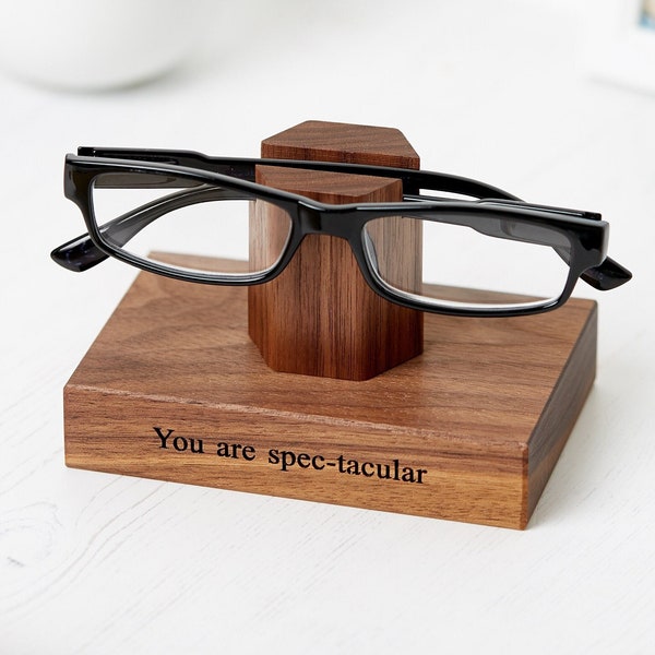 Solid Walnut Personalized Glasses Holder | Personalised Eye glass Stand | Gifts For Grandparents | Grandad Gift | Gifts For Dad