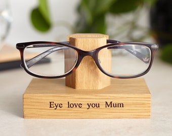 Solid Oak Personalised Eye Glasses Stand For Her / Eyeglass Holder / Reading Glasses / Mum Gift / Gift For Her / Nan Gift / Gift for Grandma