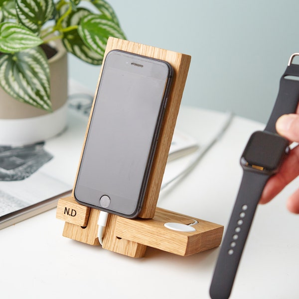 Personalised iPhone and Apple Watch Charging Stand | Personalized Apple Docking Station | Gifts For Him | Gift For Her | Teen Gifts
