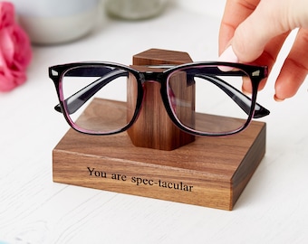 Personalised Glasses Holder in Walnut / Glasses Stand / Gifts For Grandparents / Gift for Mum / Gift for Dad / Mother's Day Gift for Her