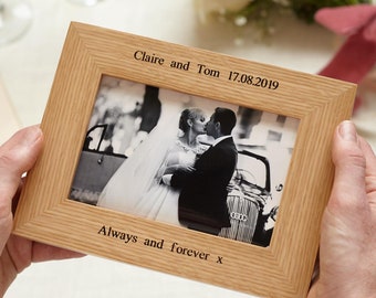 Personalised Solid Oak Photo Frame - Engraved Keepsake Gift