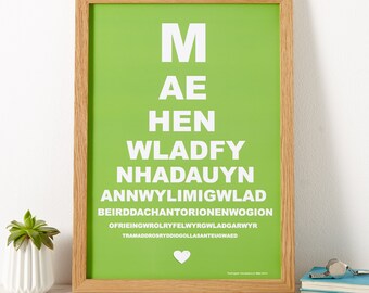 Welsh National Anthem Print / Print Mae Hen Wlad Fy Nhadau / Welsh Poster / Wales / Cymru / Rugby Anthem / Football Anthem