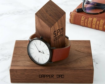 Personalised Time and Date Watch Stand / Wedding Gifts / Groom Gift / Gift for Him / Watch Holder / Best man gift / Watch gift for him