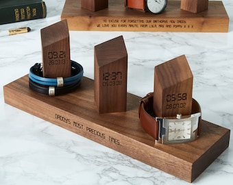 Personalised Three Watch or Bracelet Stand / Gifts for Him / Gift for Men / Personalized Jewellery Storage / Time and Date Watch Holder