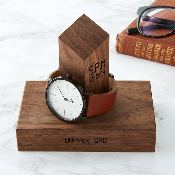 Personalised Time and Date Watch Stand / Wedding Gifts / Groom Gift / Gift for Him / Watch Holder / Best man gift / Watch gift for him