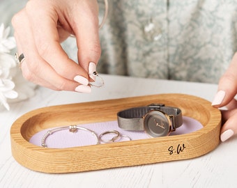 Personalised Oak Jewellery and Make Up Storage Tray / Glasses Tray / Dressing table organizer / Custom Gift For Her / Mom Gifts