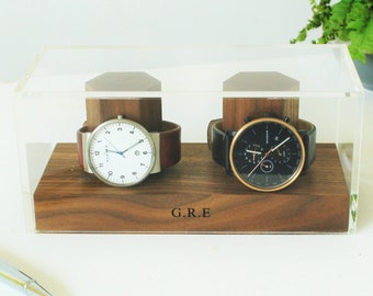 Personalised Walnut Two Watch Box