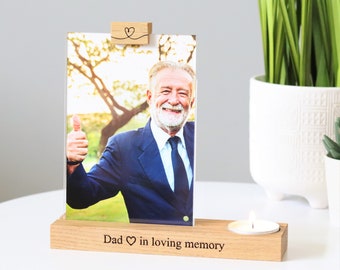 Portacandele commemorativo personalizzato con cornice per foto / Ricorda papà / nonno / mamma / nonna - Italia