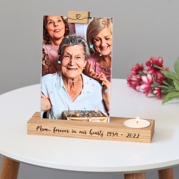 Personalised Memorial Candle Holder Photo Frame