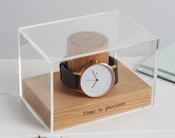 Watch Box for One Watch / Gift For Him / Wedding Day Groom Gift / Personalised Watch Display Box / Watch Holder Gift Anniversary