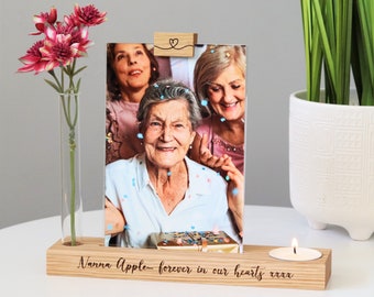 Personalised Memorial Candle Holder with Vase and Photo Frame