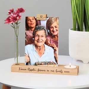 Personalised Memorial Candle Holder with Vase and Photo Frame image 1